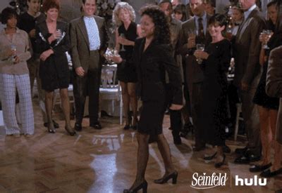Elaine benes dancing gif - Elaine's bad dancing was inspired by a former boss of Feresten's, who would dance with little kicks. Though the script stipulated that Elaine's dance would include little kicks, Julia Louis-Dreyfus had to develop the choreography herself. Initially the production crew tried playing the music while filming Elaine's dance, but Louis-Dreyfus found ... 